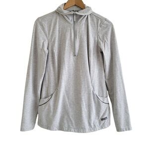 Roots Active quarter zip kangaroo pocket top grey medium